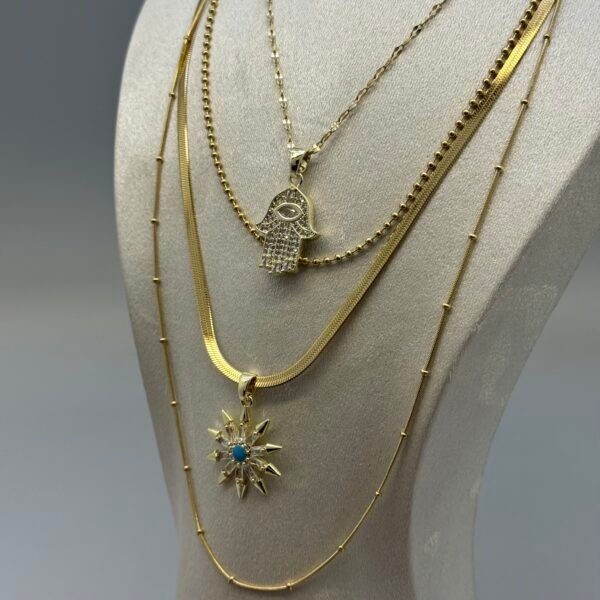 Çelik Altın Çoklu Kolye